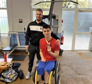 Gaëtan Charlot et Maxence Praly préparateur physique kinesthésique suite à son titre de Champion d'Europe par équipe.